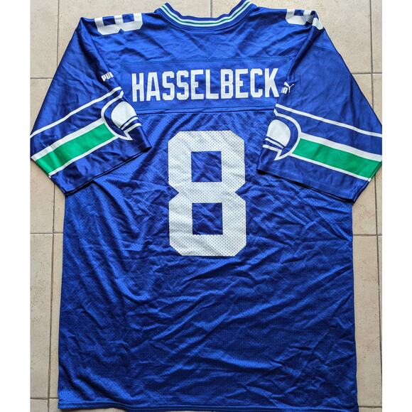 Matt HASSELBECK #8 2001 Seattle Seahawks PUMA jersey 48 L blue NFL vtg - Picture 6 of 12